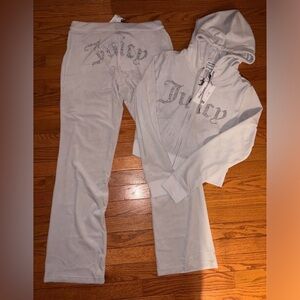 Juicy Couture OG Bling Ash Gray Hoodie and Pants Set